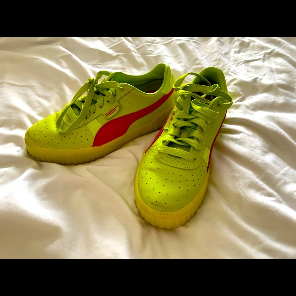 Neon green and dark pink